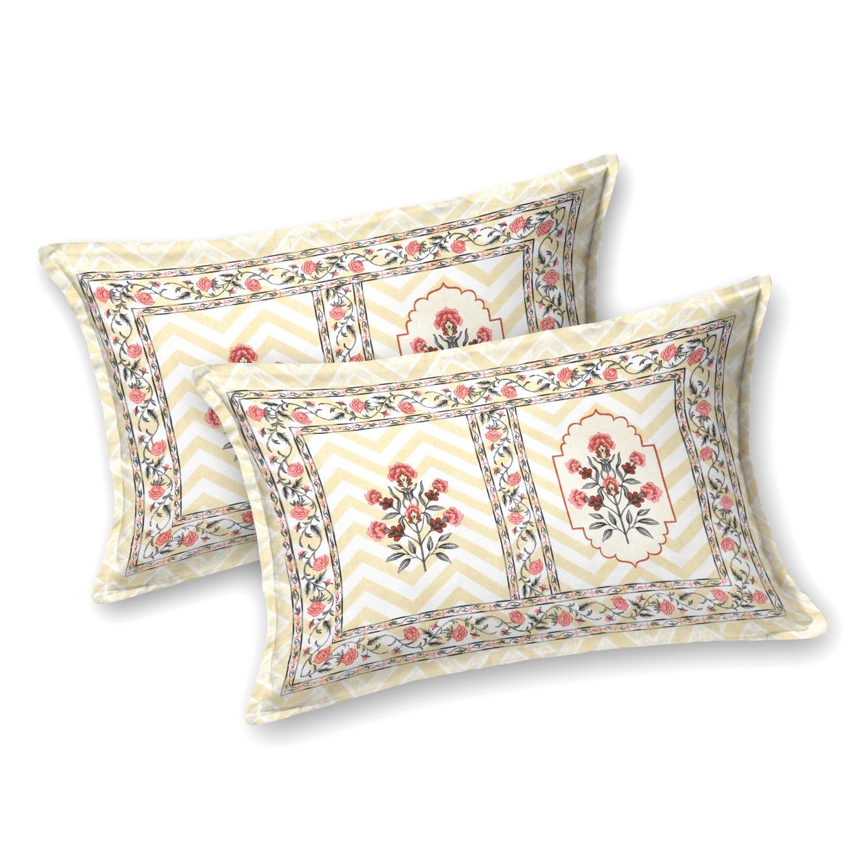 PHULKARI 90*108 Inch Premium Quality DOUBLE Bedsheet with 2 Pillow Covers (17*27 Inch)