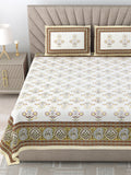 250 TC Pure Cotton | Multicolor Traditional Jaipuri Prints | Premium Quality King Size Bedsheet with 2 Pillow Covers (90*108 Inch)