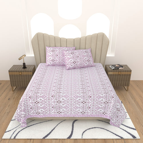 250 TC Pure Cotton | Multicolor Traditional Jaipuri Prints | Premium Quality King Size Bedsheet with 2 Pillow Covers (90*108 Inch)