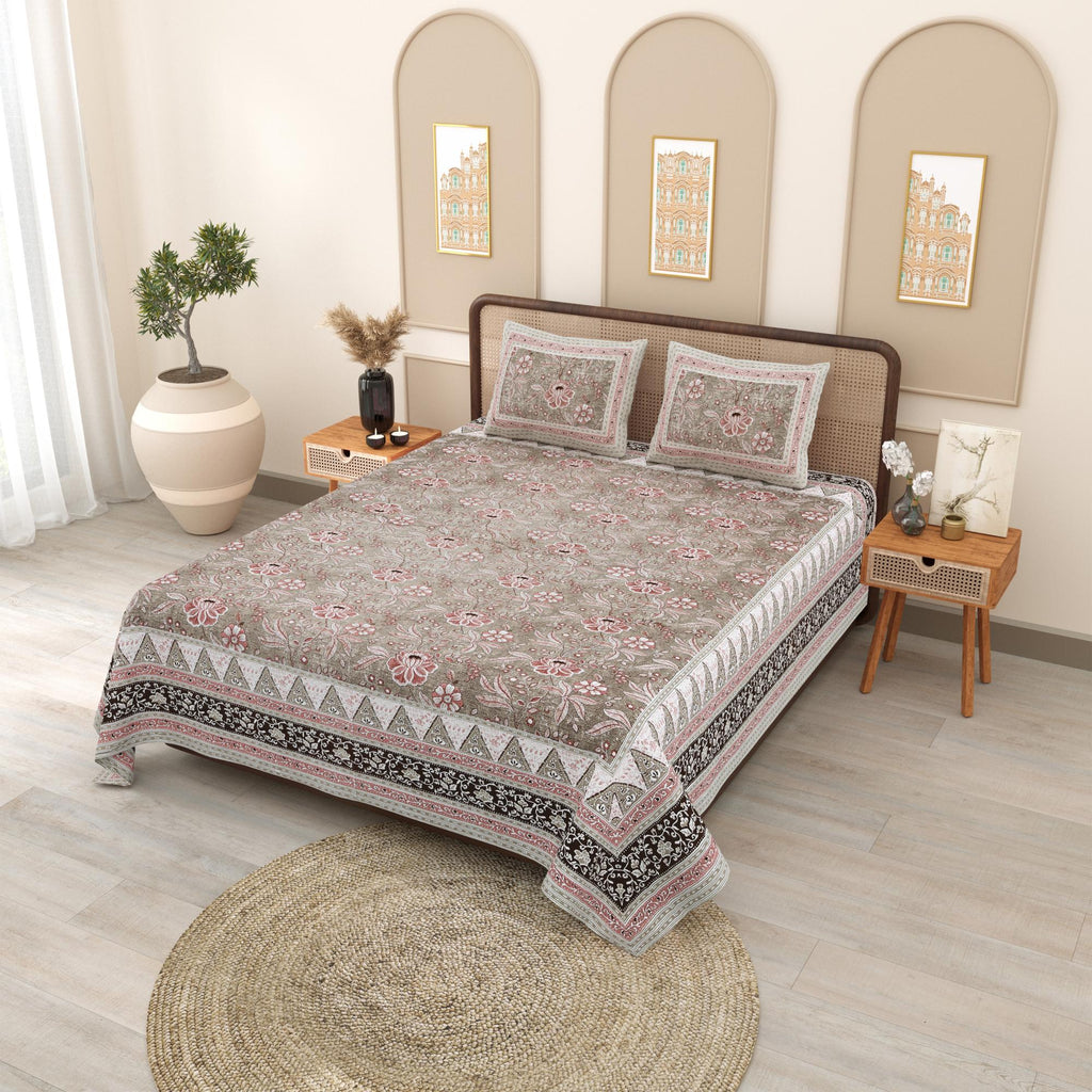PHULKARI 90*108 Inch Premium Quality DOUBLE Bedsheet with 2 Pillow Covers (17*27 Inch)