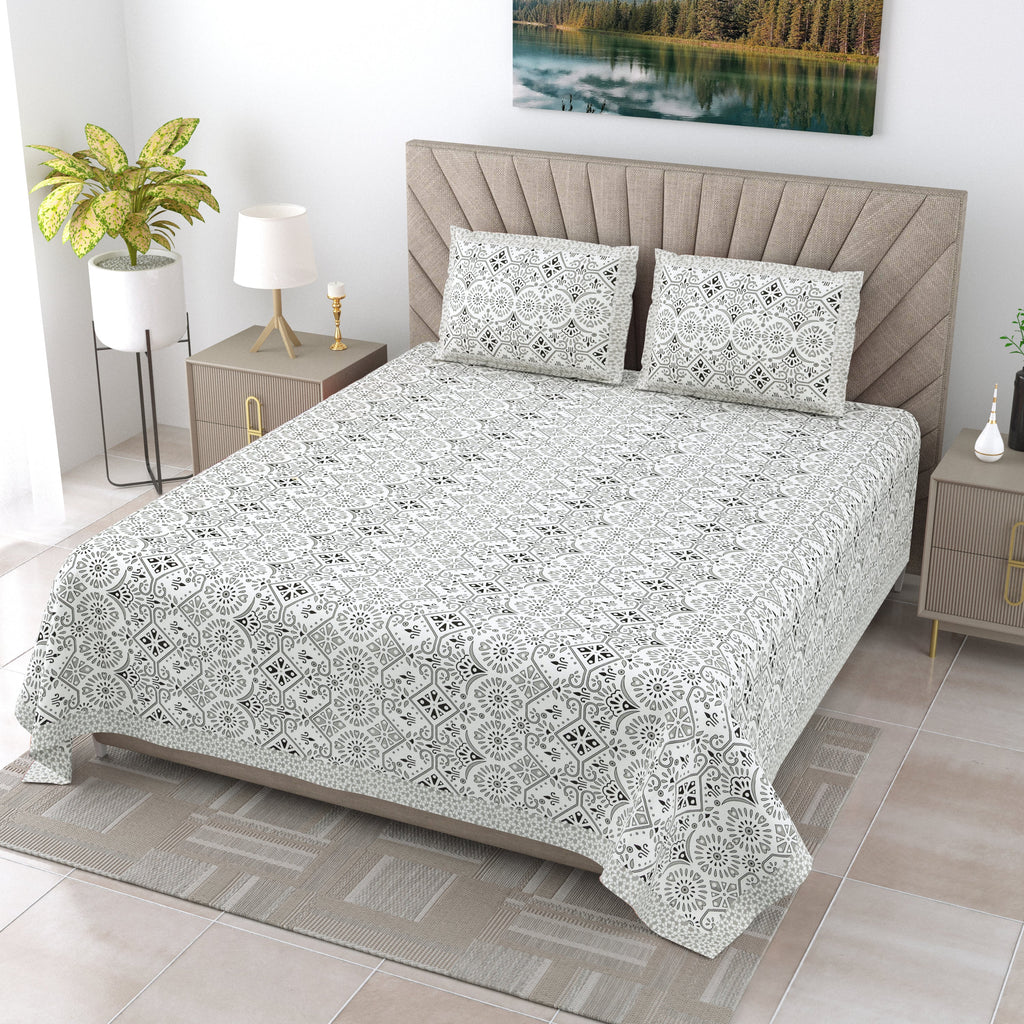 250 TC Pure Cotton | Multicolor Traditional Jaipuri Prints | Premium Quality King Size Bedsheet with 2 Pillow Covers (90*108 Inch)