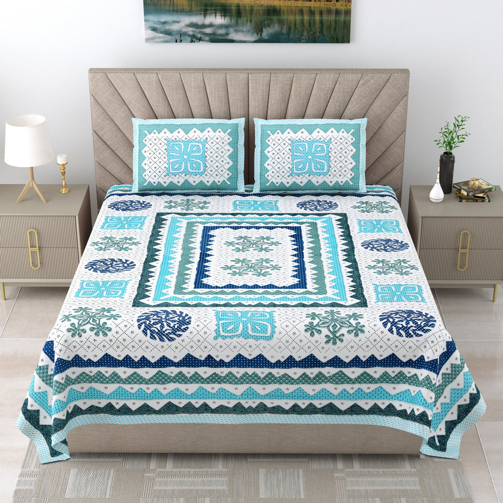 Premium 250 TC Cotton Bedsheet | Ultra-Comfort King Size | Stylish Design with 2 Pillow Covers