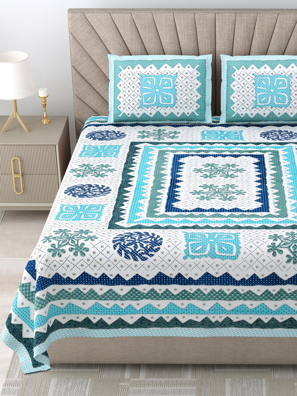 Premium 250 TC Cotton Bedsheet | Ultra-Comfort King Size | Stylish Design with 2 Pillow Covers