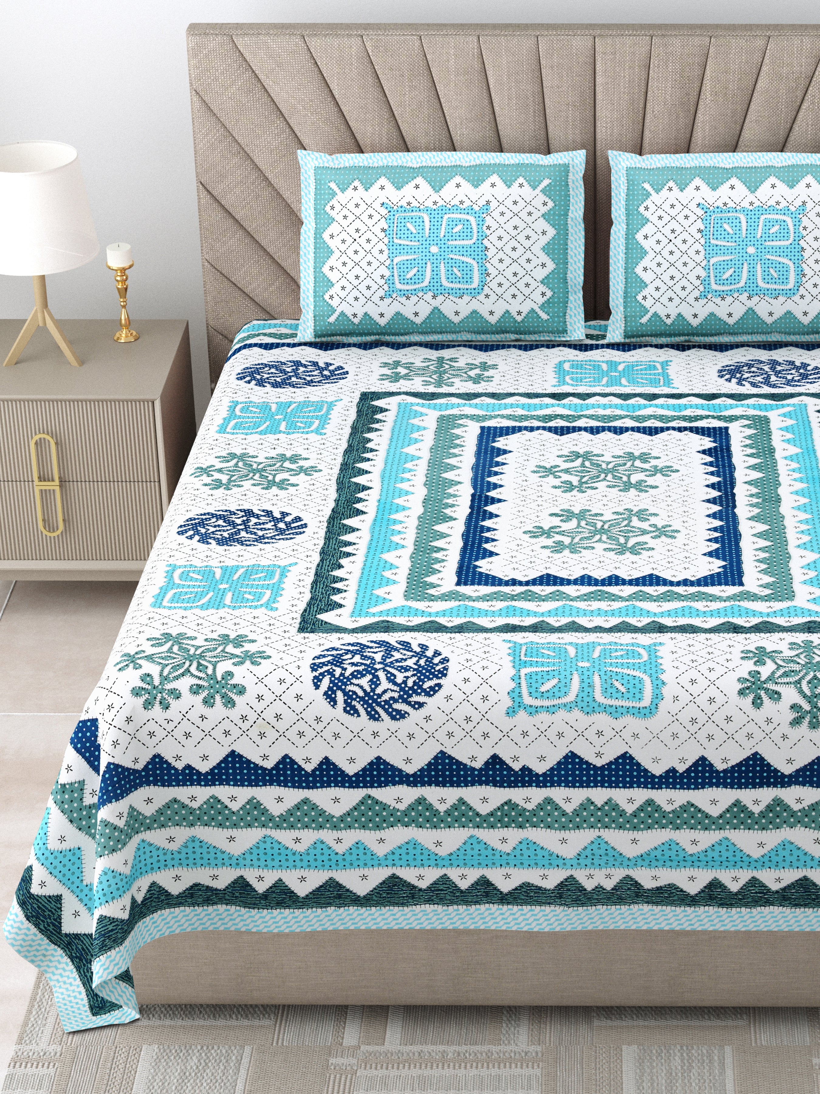 Premium 250 TC Cotton Bedsheet | Ultra-Comfort King Size | Stylish Design with 2 Pillow Covers