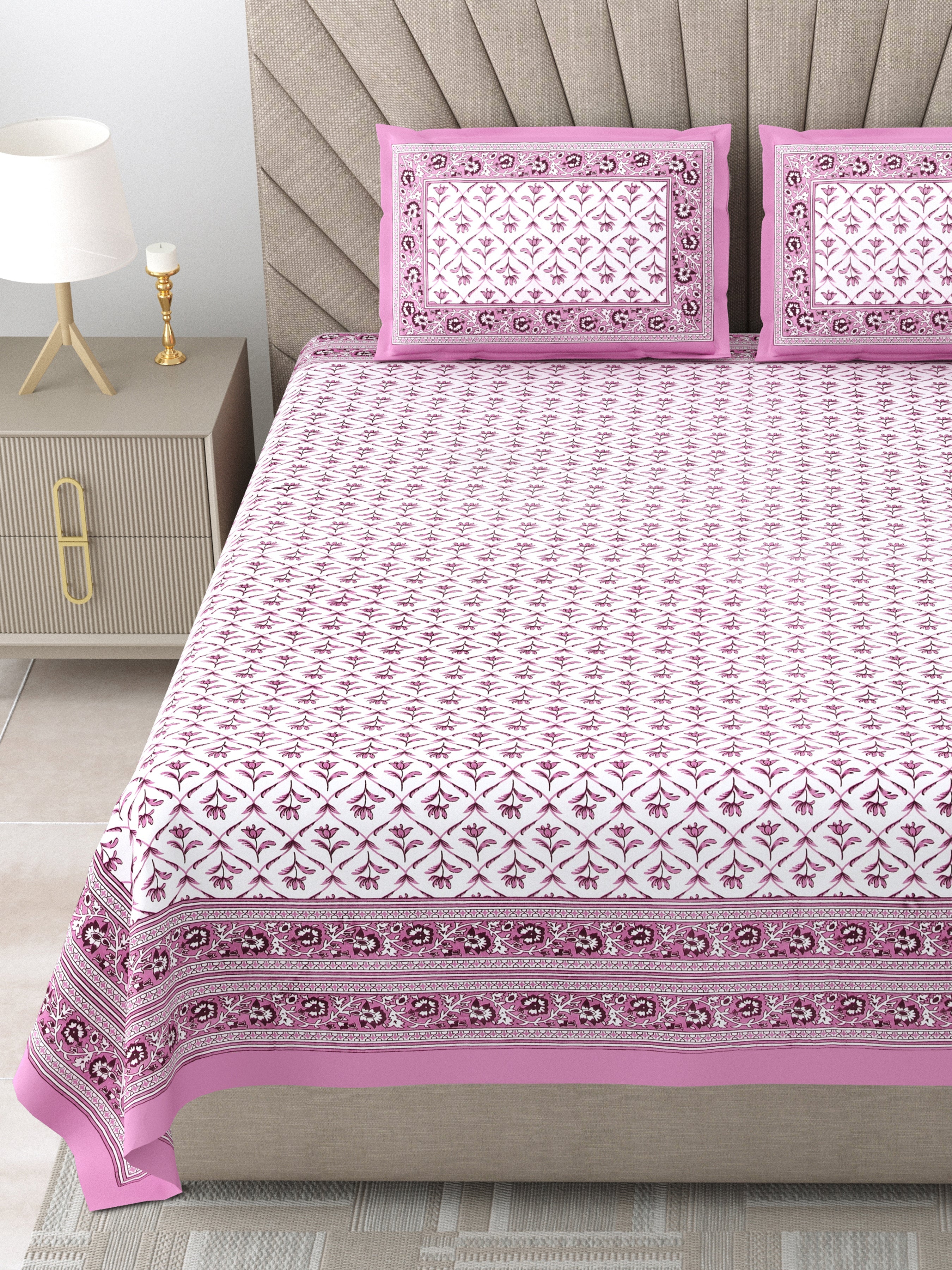 Elegance 90*108 Inch Premium Quality King Size Bedsheet with 2 Pillow Covers (17*27 Inch)