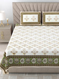 250 TC Pure Cotton | Multicolor Traditional Jaipuri Prints | Premium Quality King Size Bedsheet with 2 Pillow Covers (90*108 Inch)