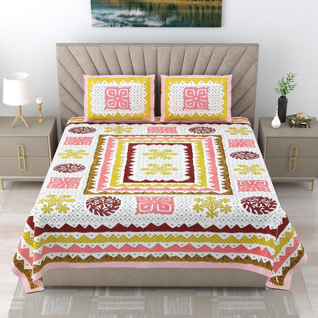 Premium 250 TC Cotton Bedsheet | Ultra-Comfort King Size | Stylish Design with 2 Pillow Covers
