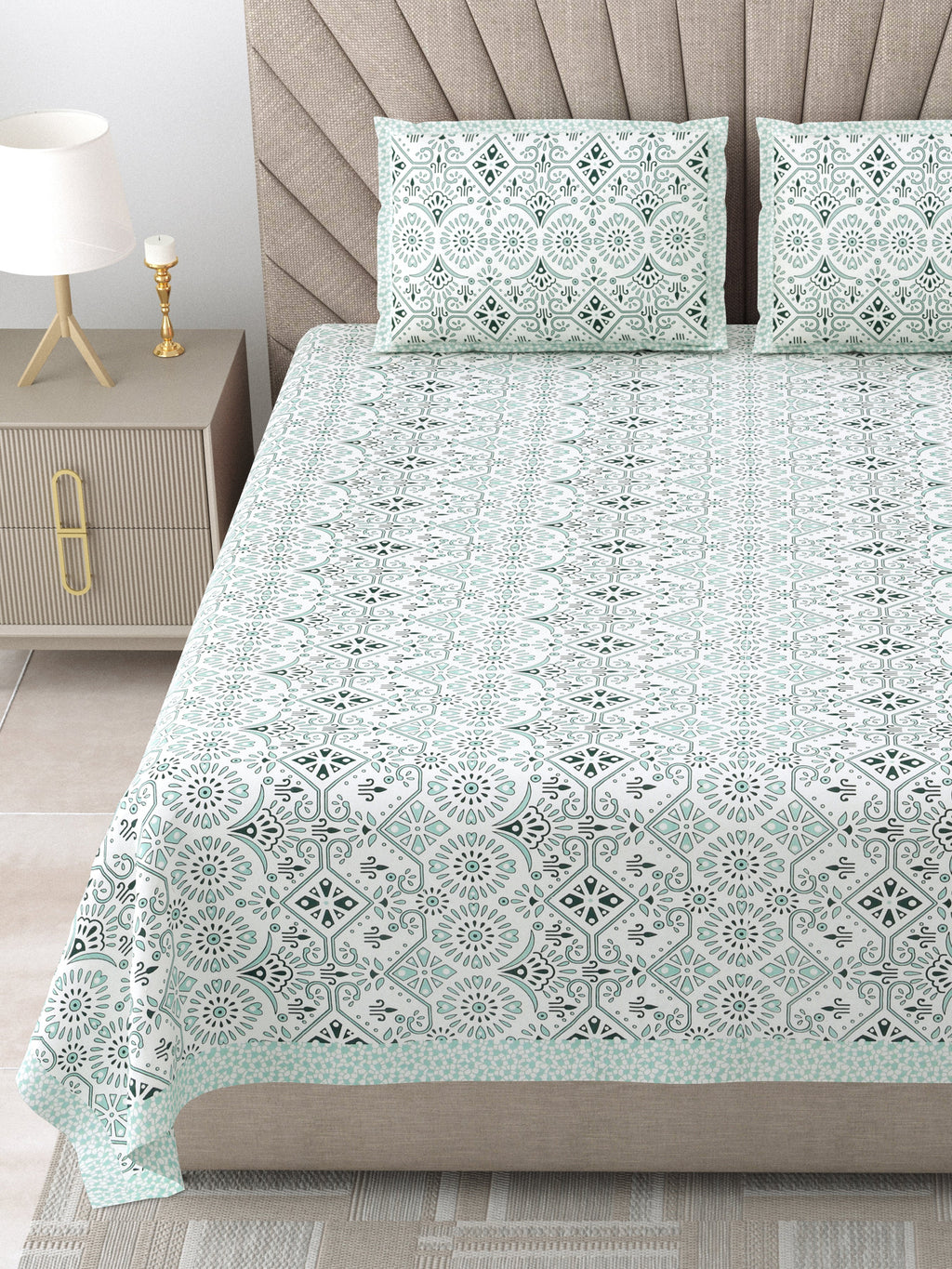 250 TC Pure Cotton | Multicolor Traditional Jaipuri Prints | Premium Quality King Size Bedsheet with 2 Pillow Covers (90*108 Inch)