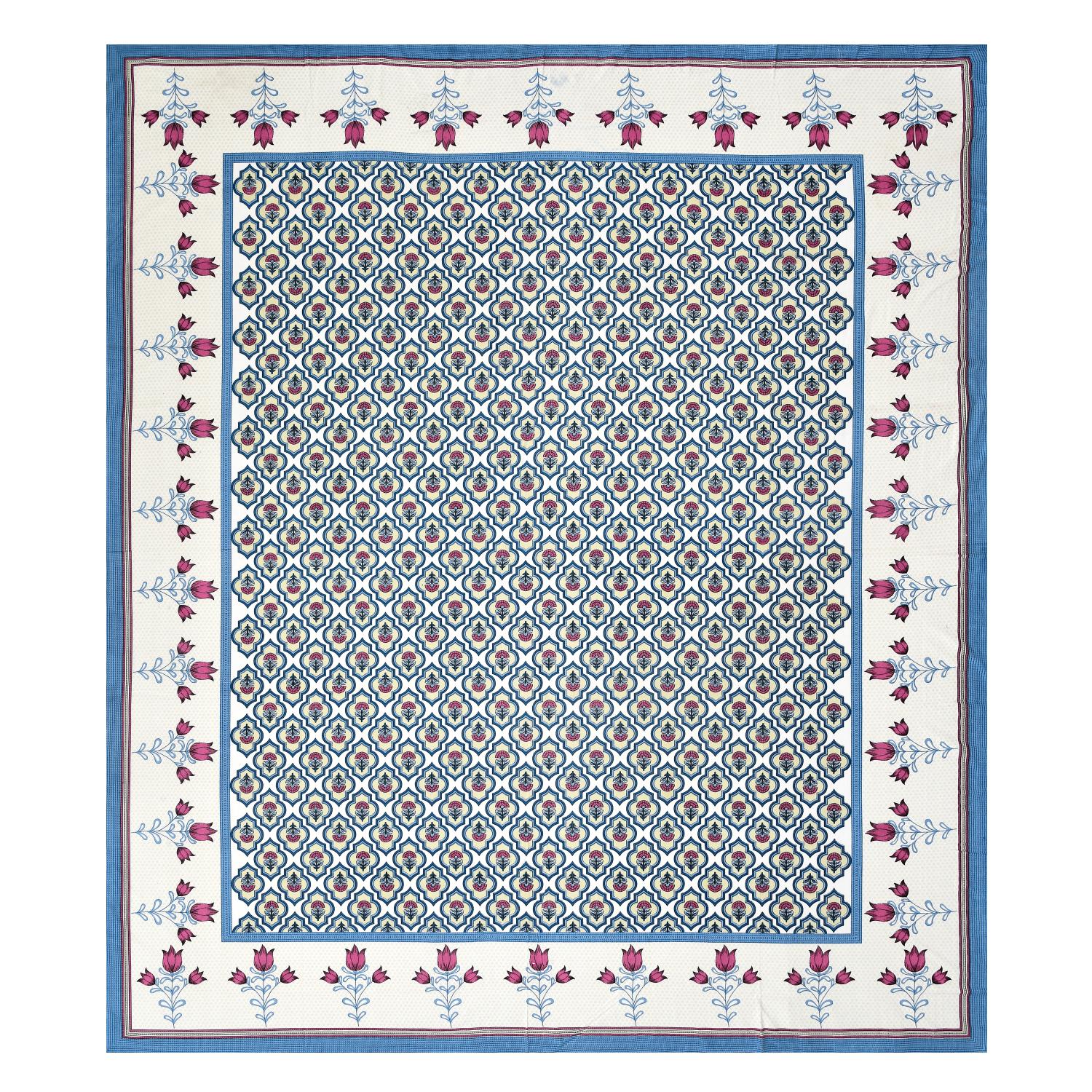 PHULKARI 90*108 Inch Premium Quality DOUBLE Bedsheet with 2 Pillow Covers (17*27 Inch)