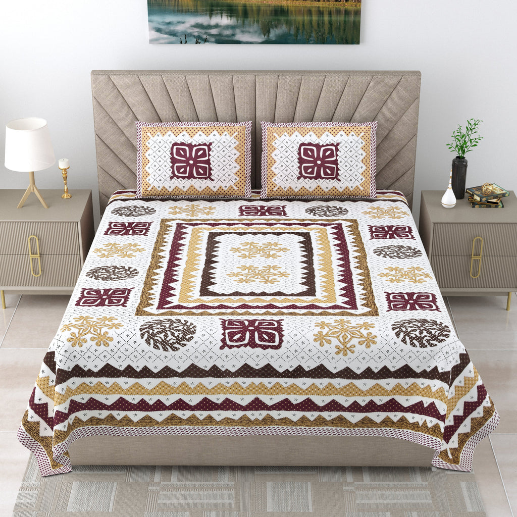 Premium 250 TC Cotton Bedsheet | Ultra-Comfort King Size | Stylish Design with 2 Pillow Covers